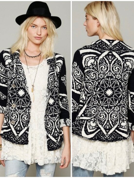 Free People Sweaters - Free People Smitten Kitten Slouchy Mandala Boho Cardigan Medium